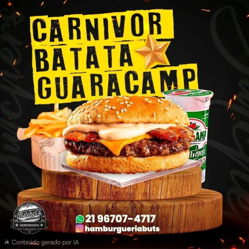 Carnivor, batata P, guaracamp. — HAMBURGUERIA BUTCHERS