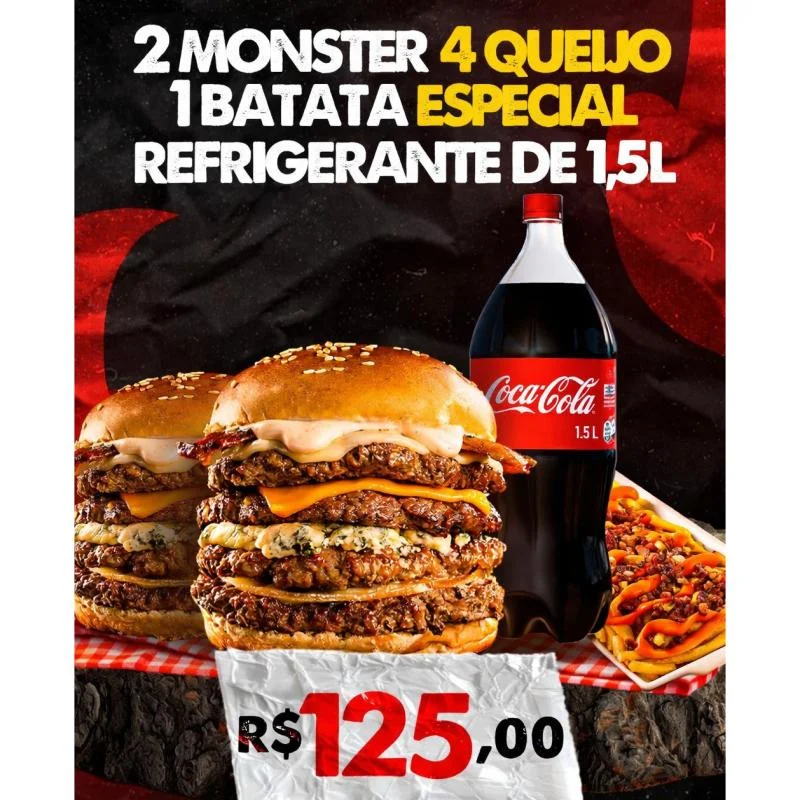 2 MONSTERS, 1 BTT ESP. COCA 1,5L — HAMBURGUERIA BUTCHERS